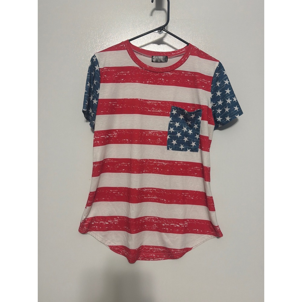 Spadehill American Flag T-Shirt Stars and Stripes Patriotic Pocket Tee Red White